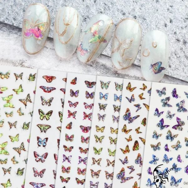 STICKERS DE MARIPOSA  LÁSER P/DECORACIÓN DE UÑAS AF51099