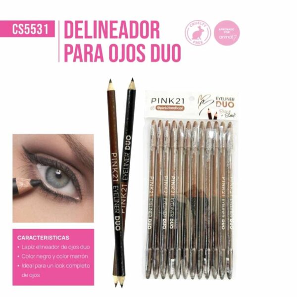 DELINEADOR P/ OJOS Y CEJA DOBLE (12PCS) PINK21 CS5531