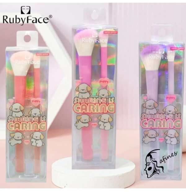 SET DE BROCHAS(2PC) P/MAQUILLAJE RUBYFACE AF61043