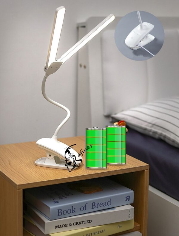 LÁMPARA LED DOBLE CABEZA C/CLIP RECARGABLE USB AF51479