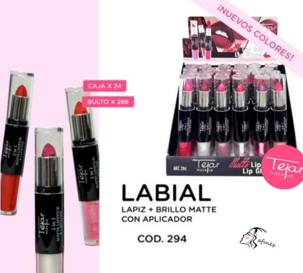 LAPIZ LABIAL BRILLO MATTE C/APLICADOR 2EN1 TEJAR  3952